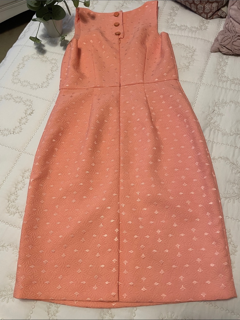 The Limited Coral Pink Textured Sheath Dress - Picture 3 of 10